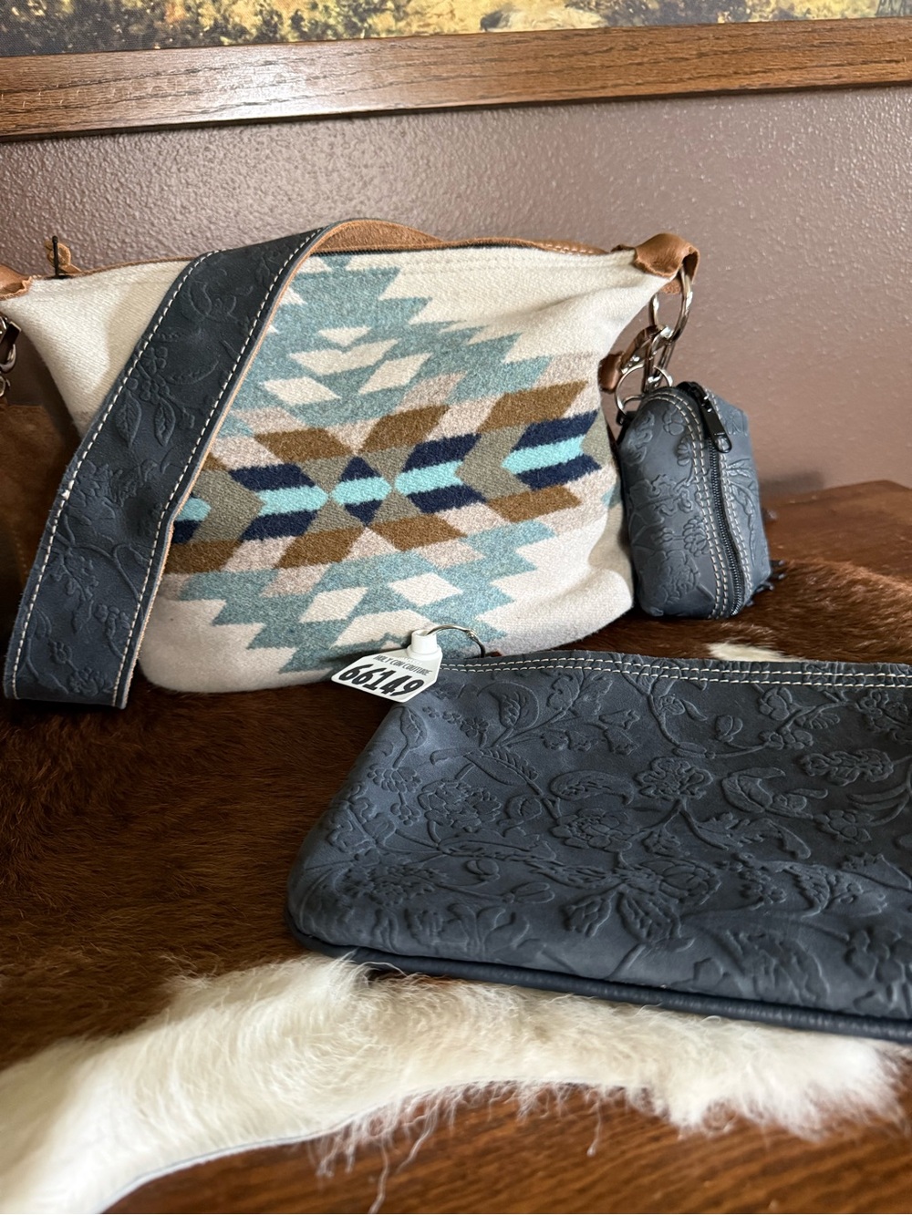 Holy Cow Couture Pendleton Mini Designer with Denim Leather Accessories